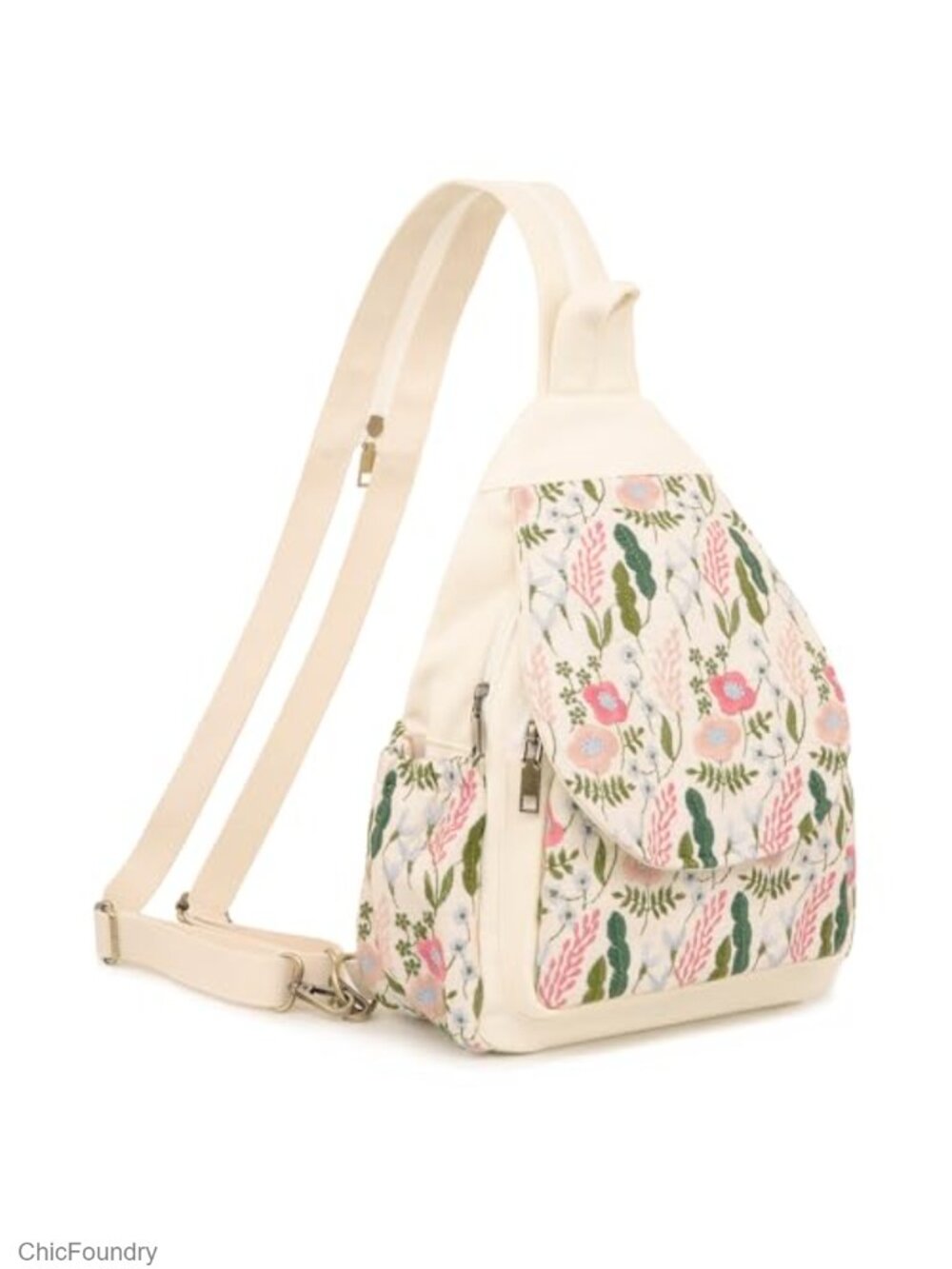Embroidered Sling Backpack Crossbody Purse Anti-Theft Travel Daypack Adjustable